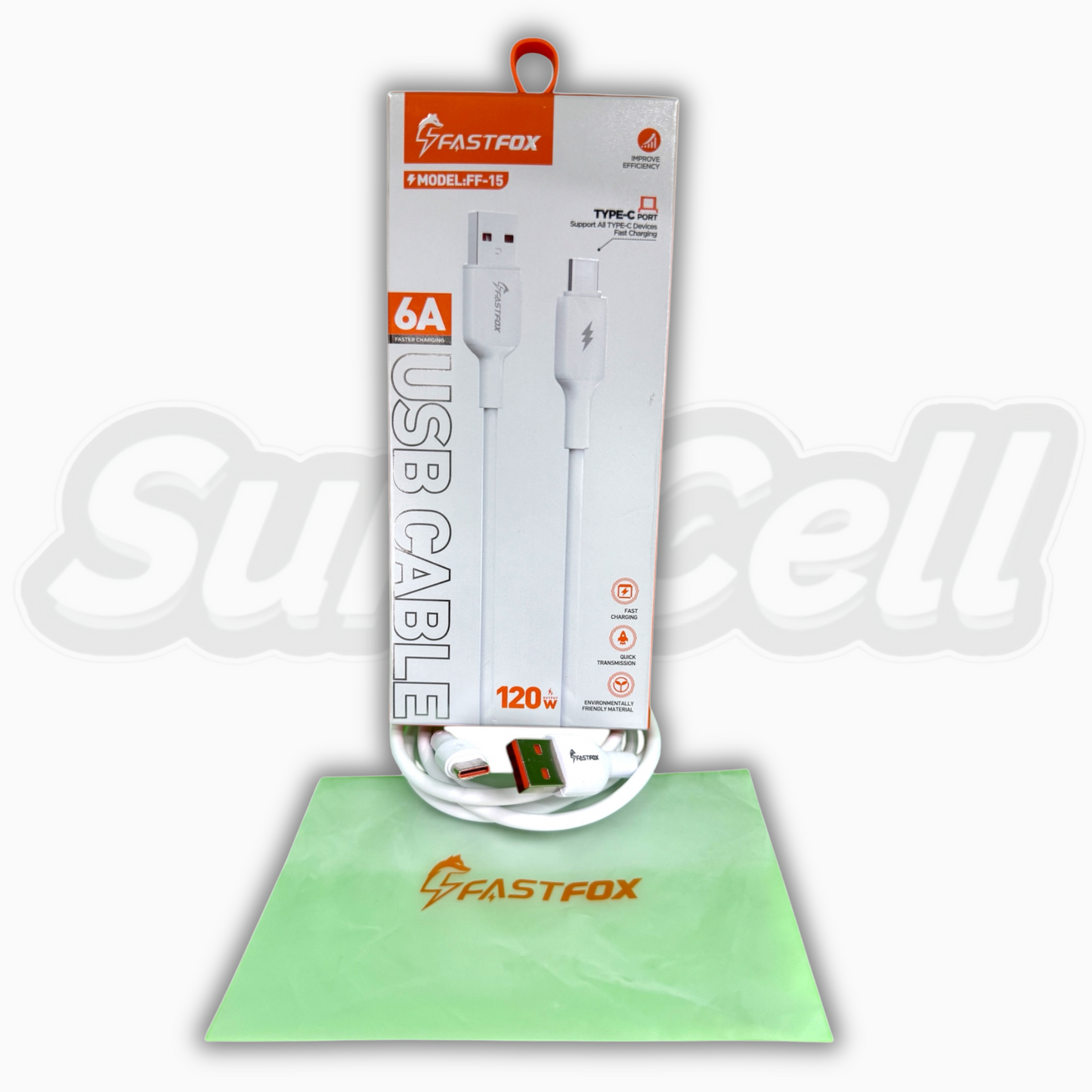 CABLE FASTFOX USB A TIPO C 120W 1M FF-15C